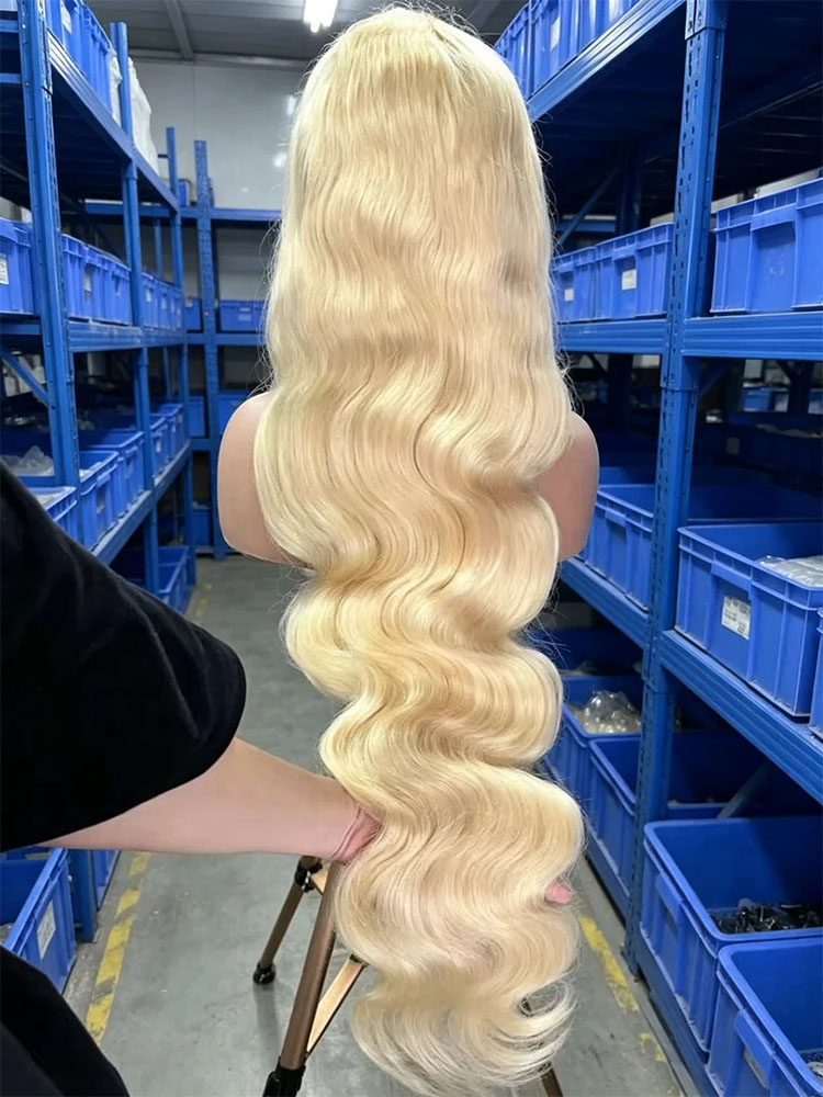 613 Blonde Body Wave Lace Front Wig - 36 40 Inch 613 Honey Blonde