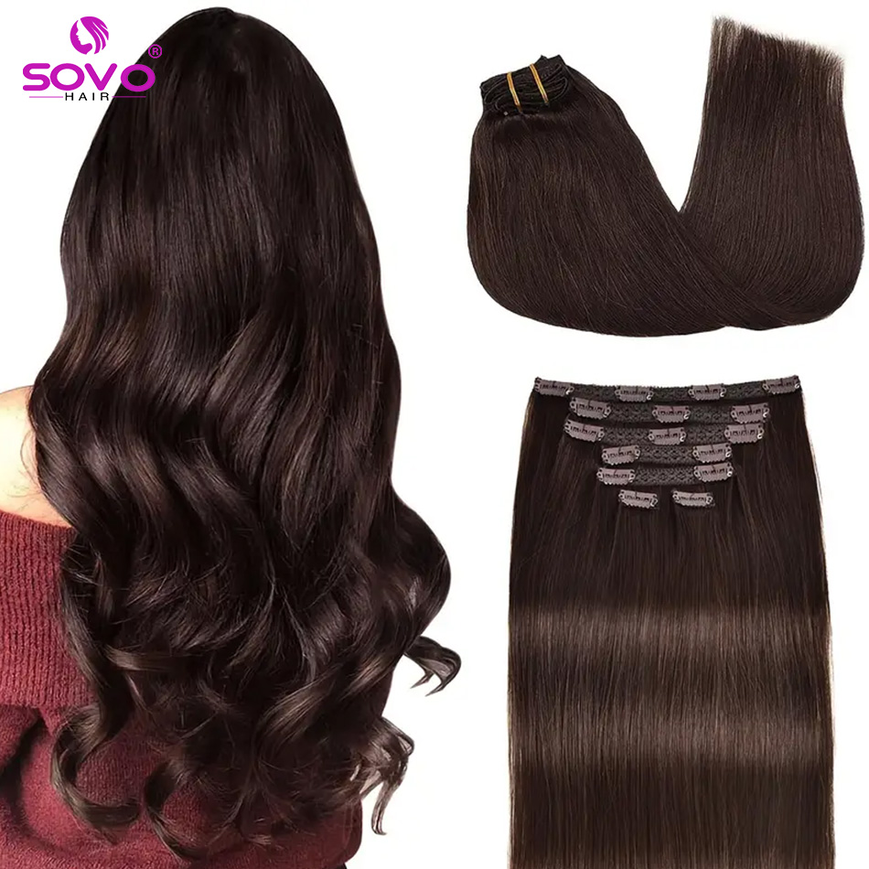 Seamless Clip In Hair Extensions Human Hair - Clip-In Hair Extensions 100% Real Human