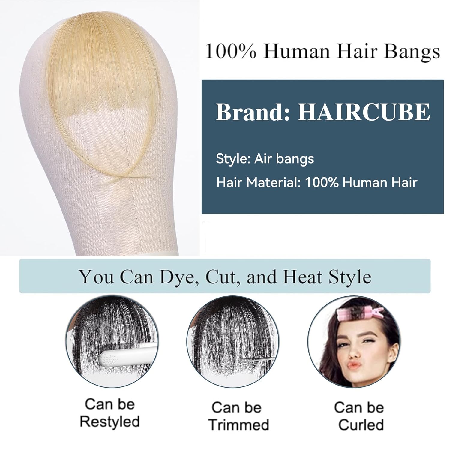 100% Human Hair Wispy Bangs Cl - Seamless Clip In Hair Extensions Human Hair 评论和价格