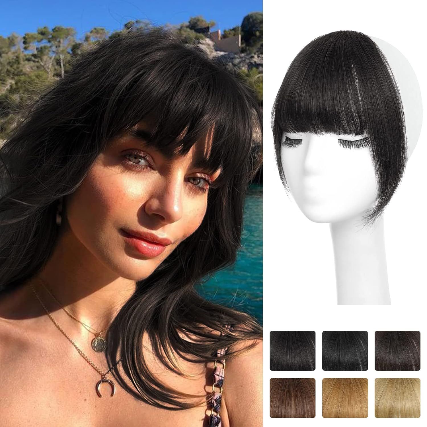 100% Human Hair Bangs Clip-In  - Seamless Clip In Hair Extensions Human Hair 评论和价格