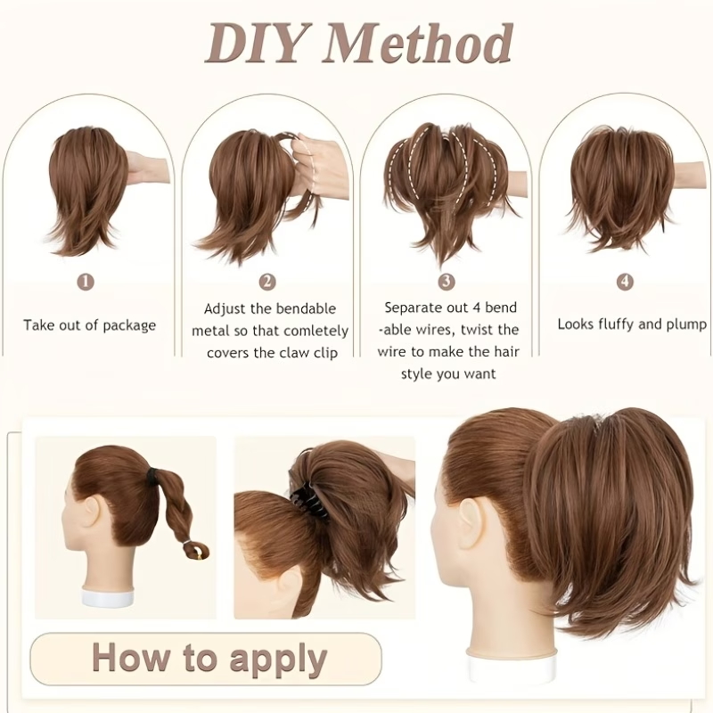 Synthetic Claw Clip Ponytail E - Claw Clip Messy Bun Hair Piece 评论和价格