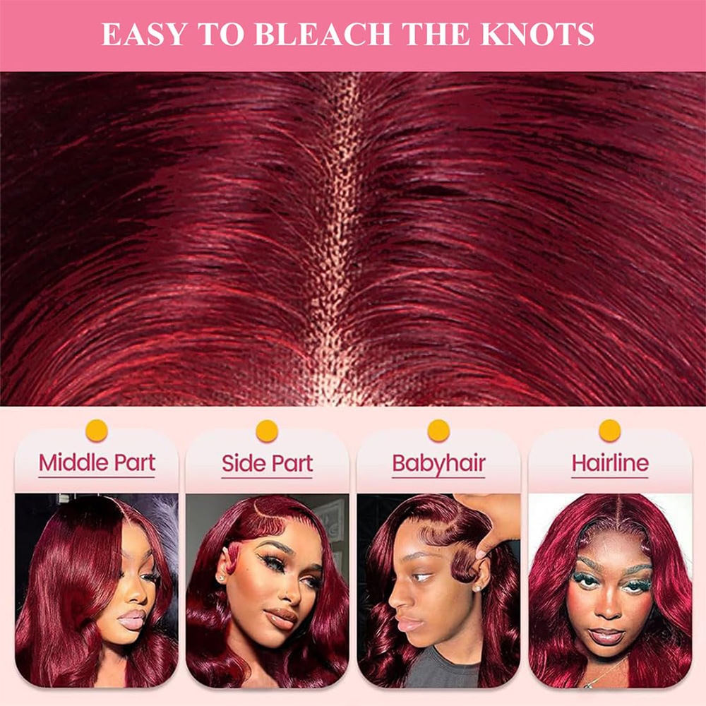 99J Burgundy Body Wave Brazili - Hd Lace Frontal Wig Human Hair Pre Plucked 评论和价格