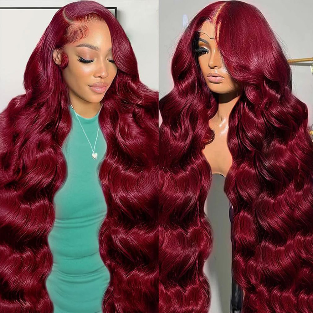 99J Burgundy Body Wave Brazili - Hd Lace Frontal Wig Human Hair Pre Plucked 评论和价格