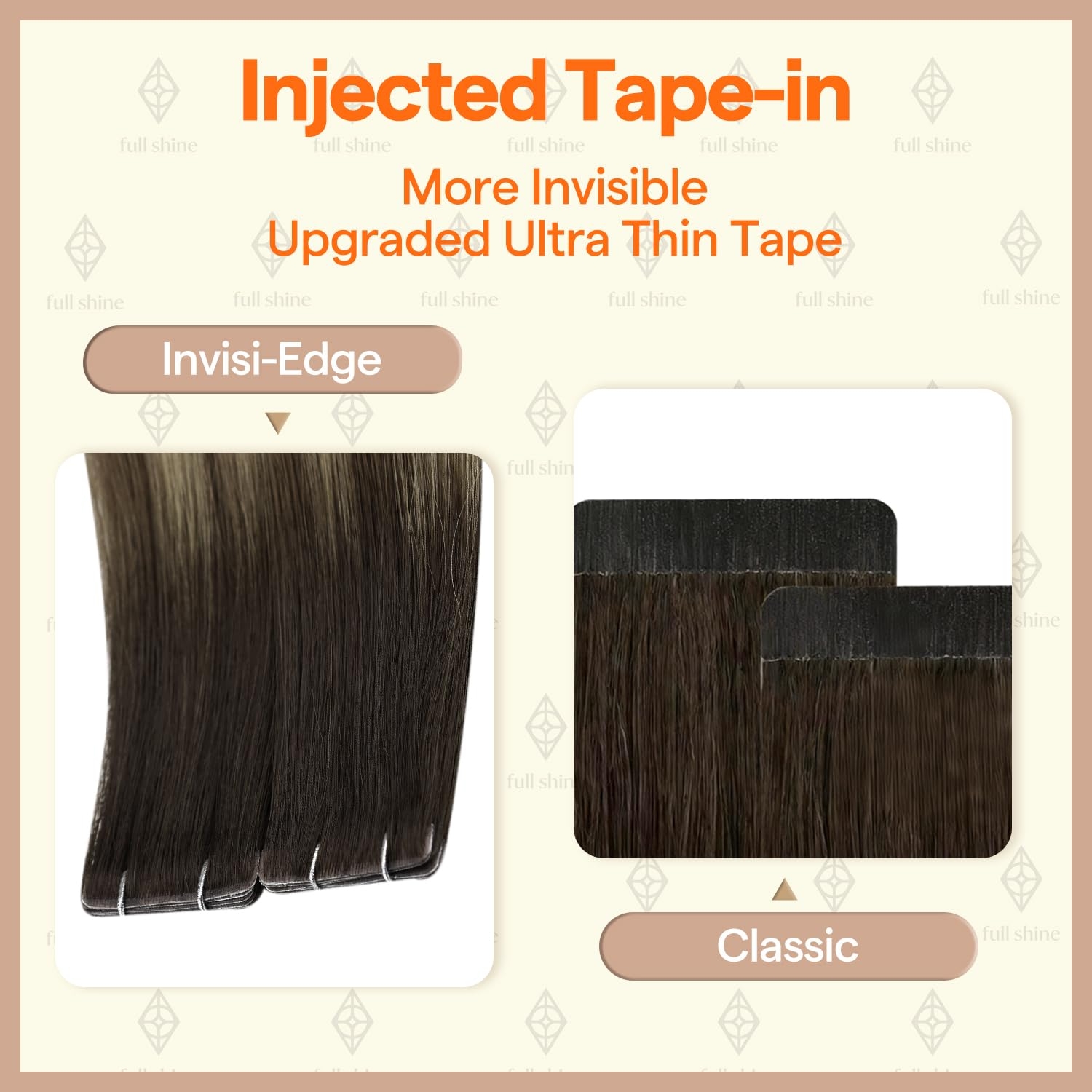 Full Shine Virgin Injection Ta - Invisible Tape In Extensions Real Hair 评论和价格