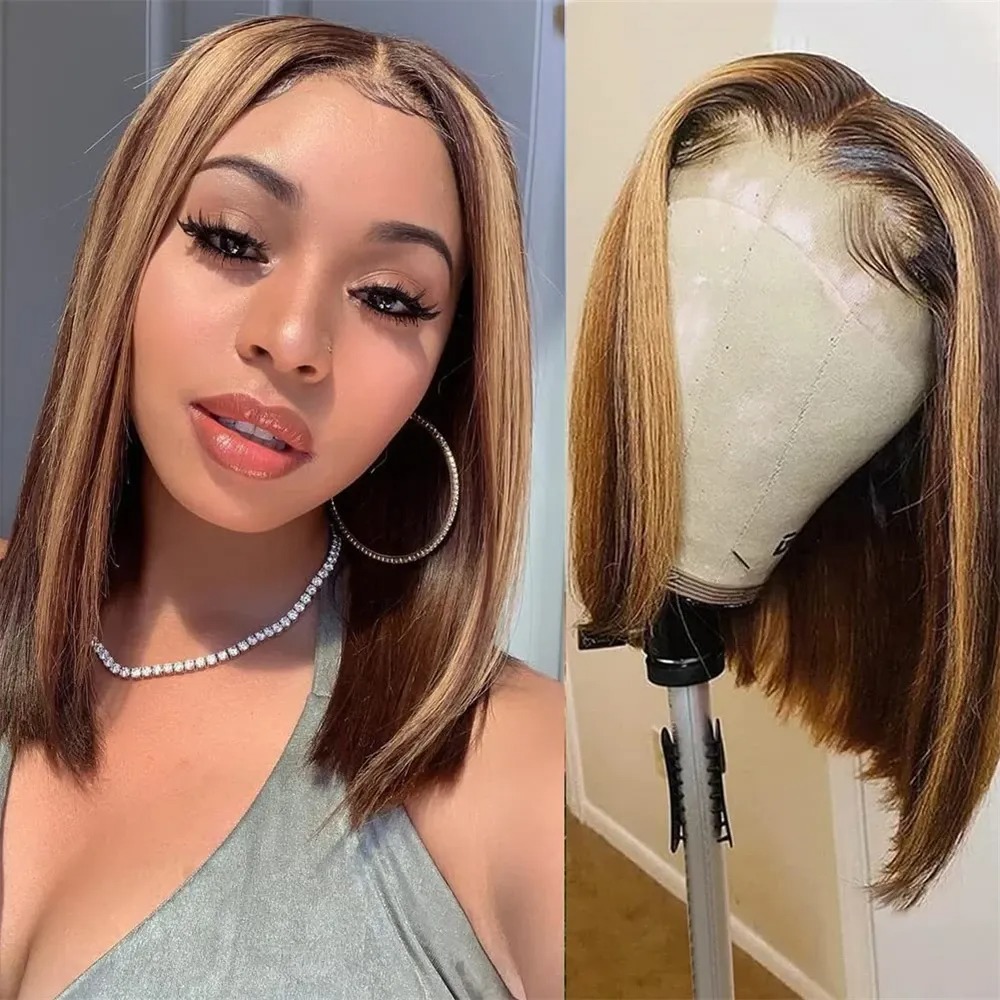 Highlight Blonde Wig Short Lac - Pre Parted 13X4 Lace Front Bob Wig 评论和价格