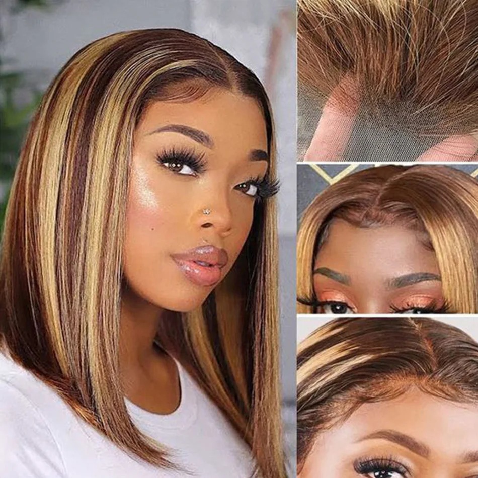 Highlight Blonde Wig Short Lac - Pre Parted 13X4 Lace Front Bob Wig 评论和价格