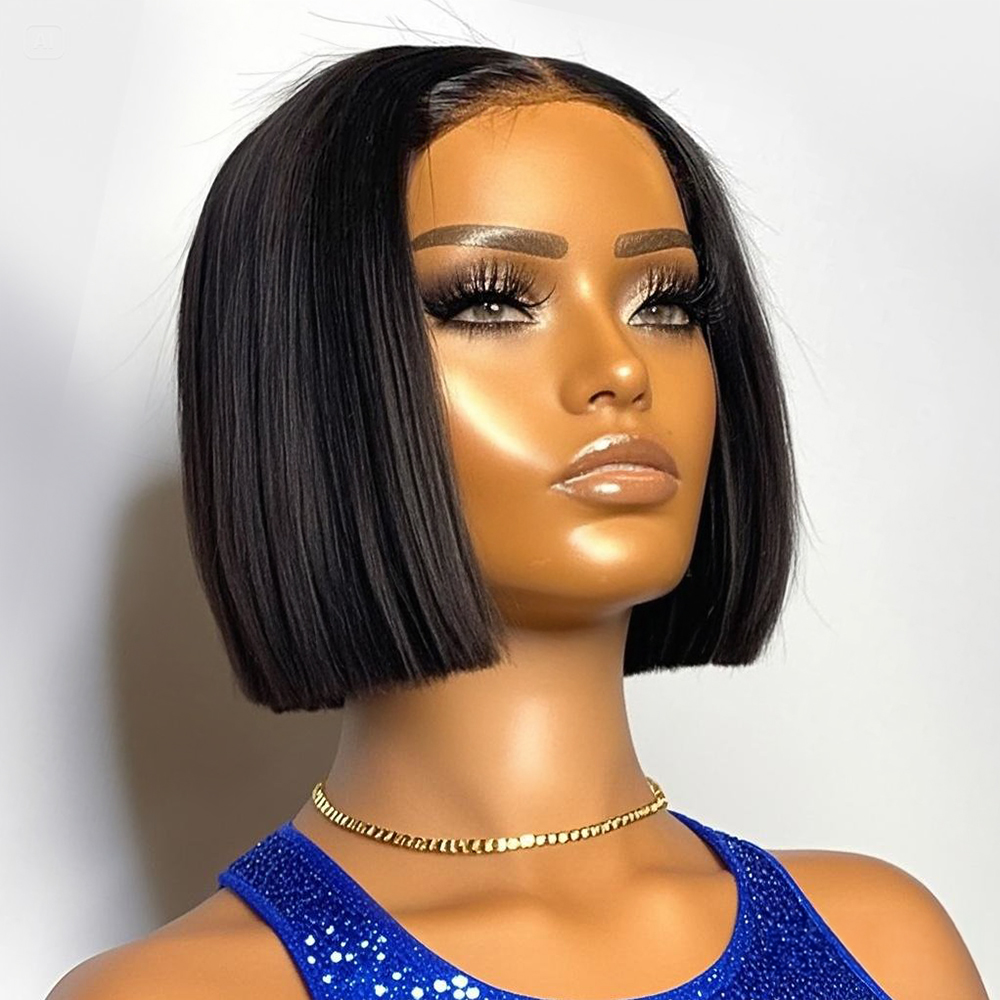 250% Density Straight Short Bo - Pre Parted 13X4 Lace Front Bob Wig 评论和价格
