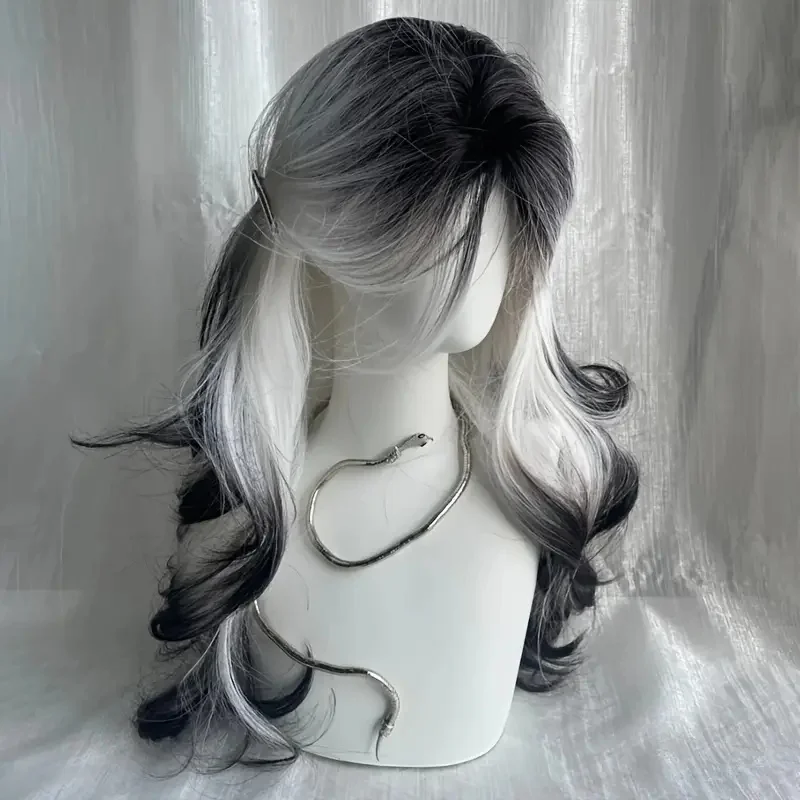 26-Inch Long Black And White C - Synthetic Wigs 评论和价格