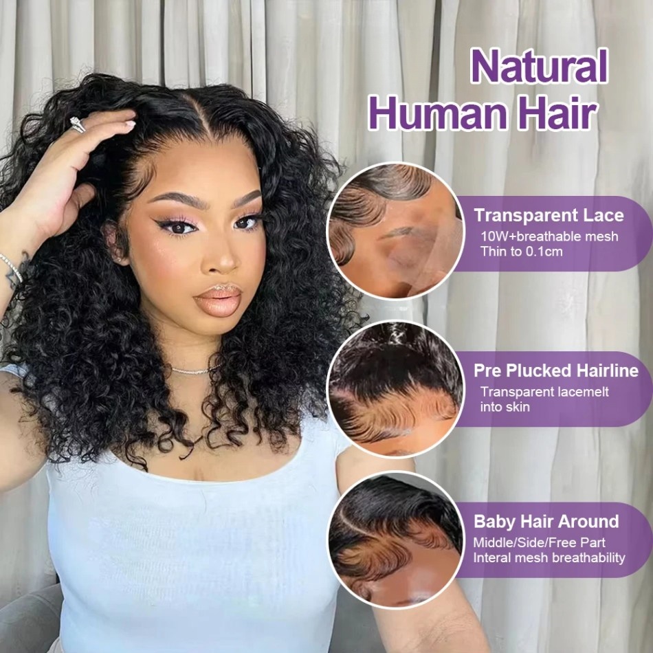 Glueless Short Bob Wig 16 Inch - Hd Lace Frontal Wig Human Hair Pre Plucked 评论和价格