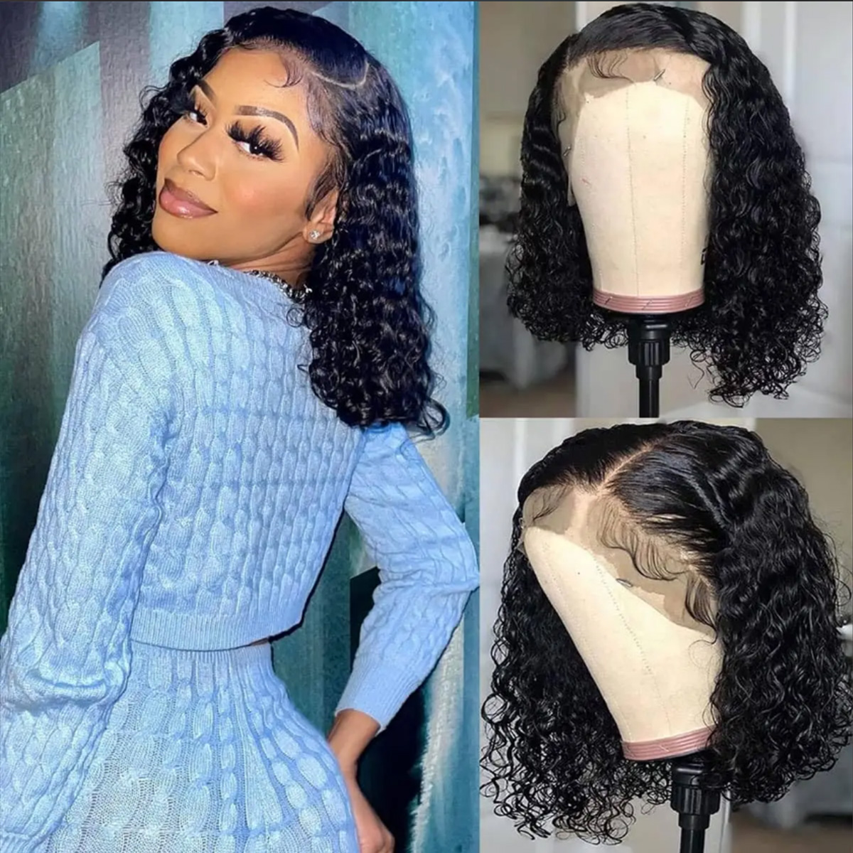 Deep Wave Wigs Human Hair 180  - Glueless Wear And Go Human Hair Wig 评论和价格