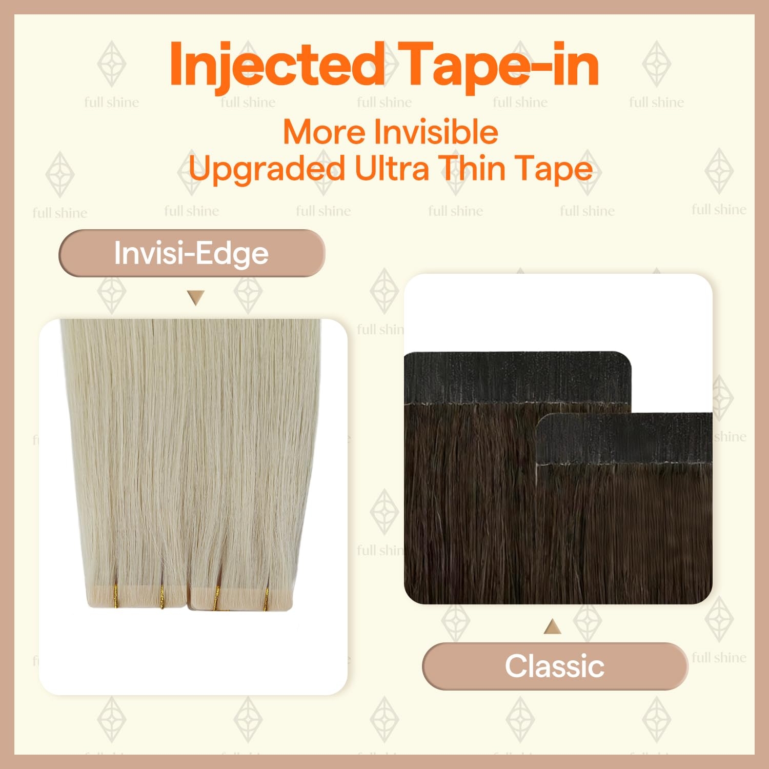 Full Shine Virgin Injection Ta - Invisible Tape In Extensions Real Hair 评论和价格