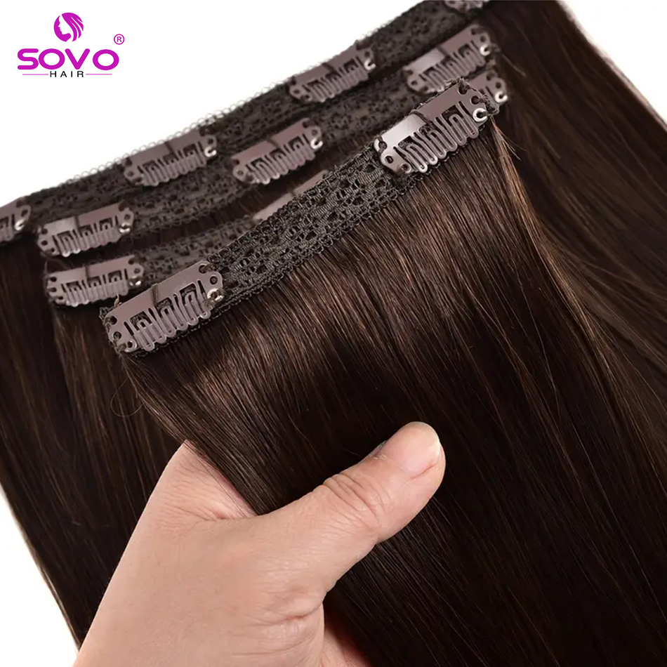 Clip-In Hair Extensions 100% R - Seamless Clip In Hair Extensions Human Hair 评论和价格
